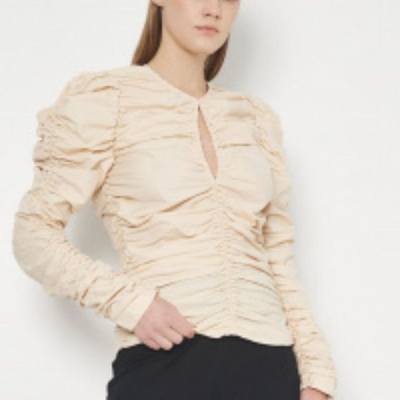 ZARA Cotton Poplin Ruched Blouse, Summer Blouse For Women, Excellent Condition - Picture 2 of 10